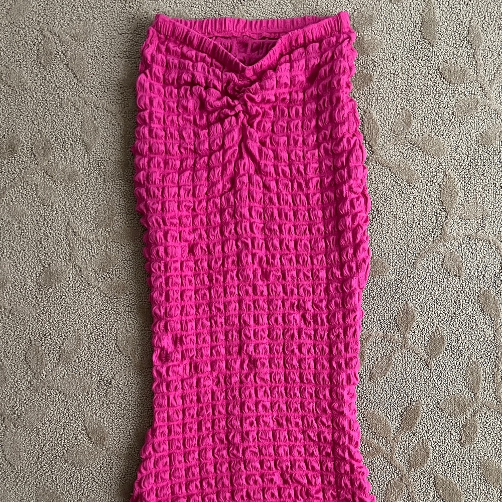 SHEIN Ruched Tube Bodycon Hot Pink Dress